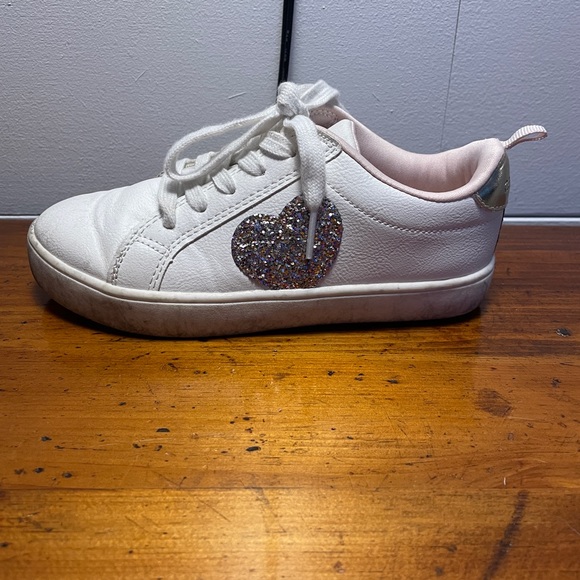 Sparkly Heart Pink and White Sneakers - Picture 4 of 6